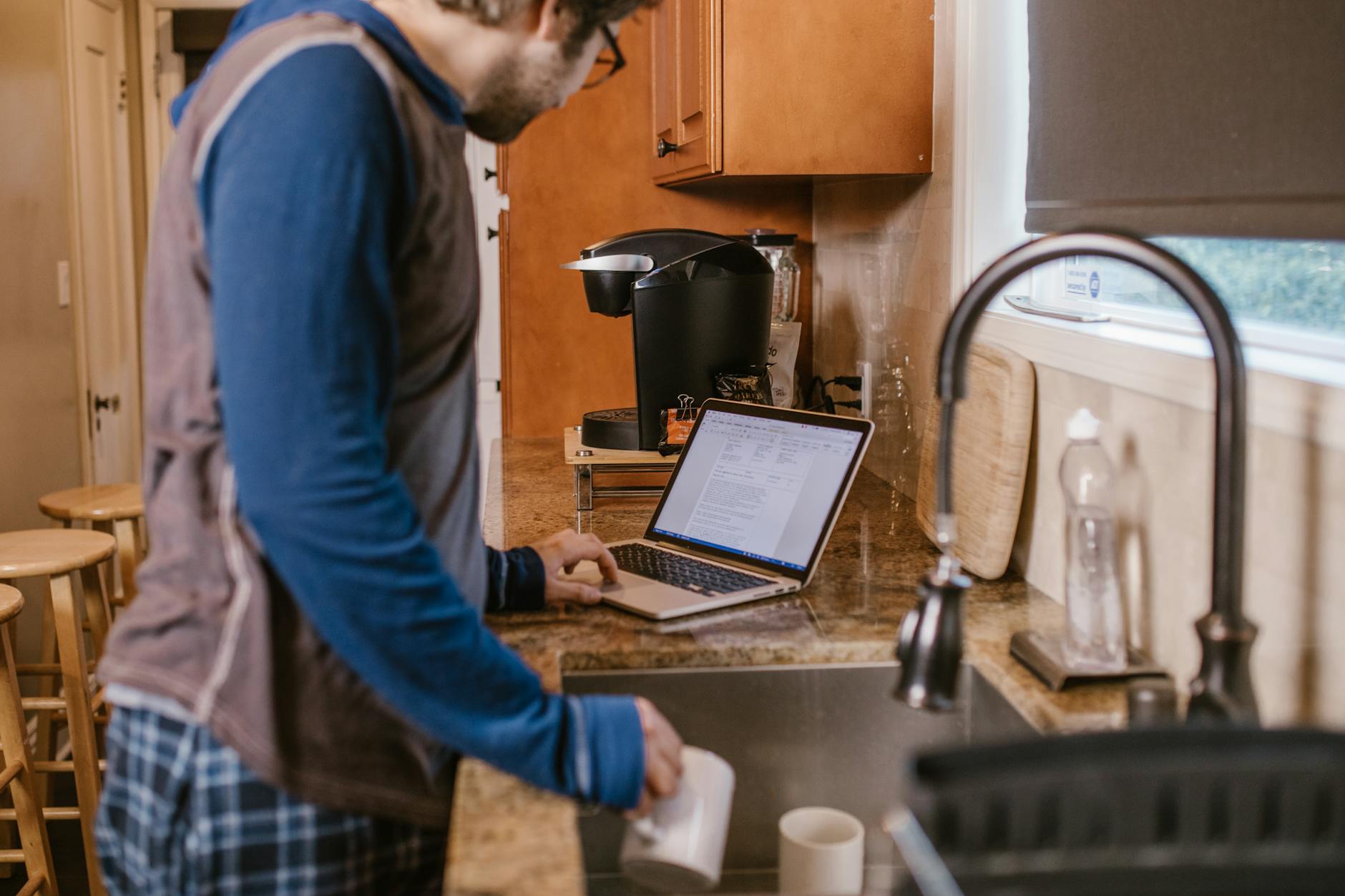 Student studying with coffee on a desk