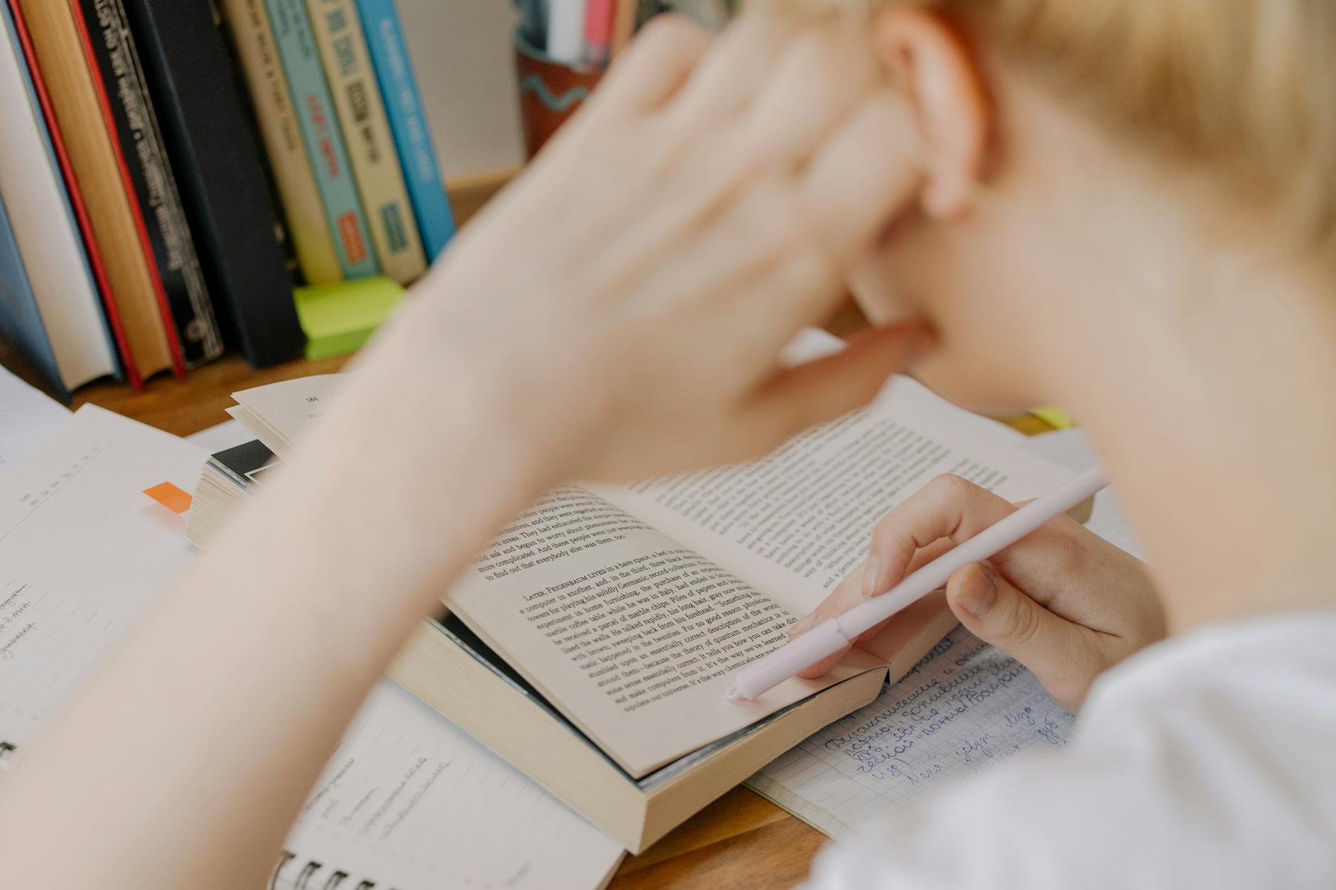 Student studying with full concentration in a distraction-free space