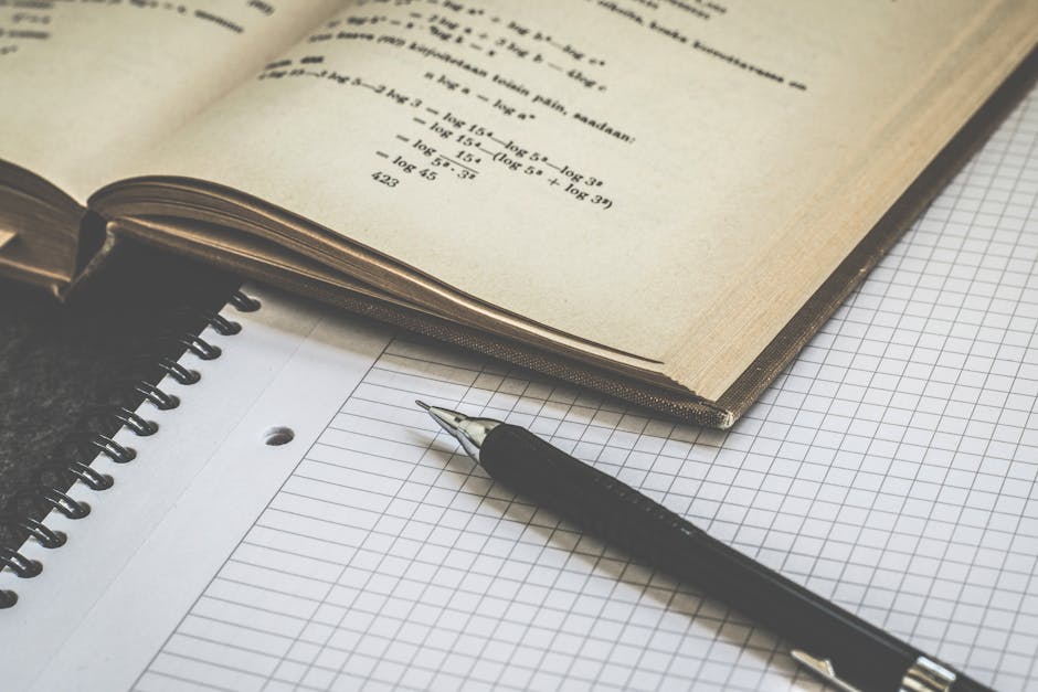 Mathematics notebook with equations